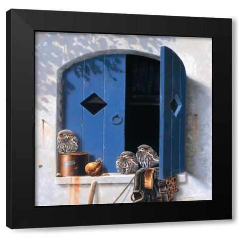 Visiting birds I Black Modern Wood Framed Art Print by Weenink, Jan