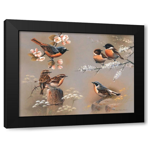 Bird composition Black Modern Wood Framed Art Print by Weenink, Jan