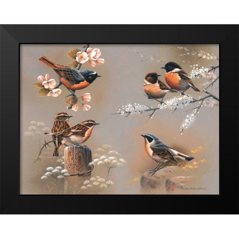 Bird composition Black Modern Wood Framed Art Print by Weenink, Jan