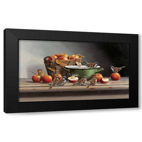 House sparrows II Black Modern Wood Framed Art Print by Weenink, Jan