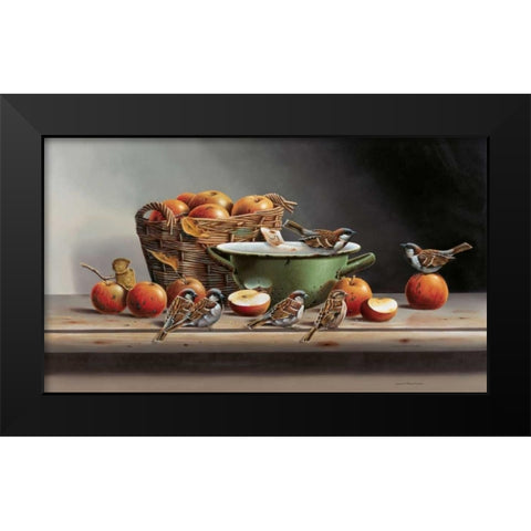 House sparrows II Black Modern Wood Framed Art Print by Weenink, Jan