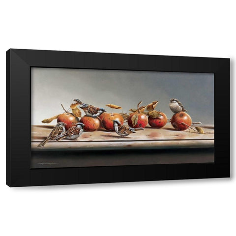 House sparrows I Black Modern Wood Framed Art Print by Weenink, Jan