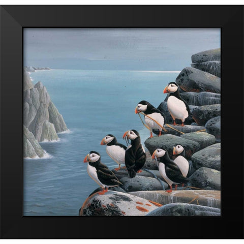 Pinguins Black Modern Wood Framed Art Print by Weenink, Jan