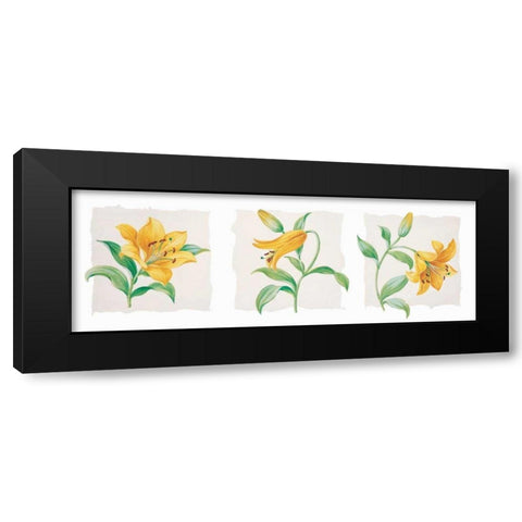 Yellow lily triptych Black Modern Wood Framed Art Print with Double Matting by Kumorek, Krysztov