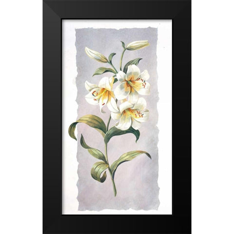White lily Black Modern Wood Framed Art Print by Kumorek, Krysztov
