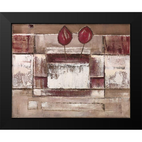 Floral set I Black Modern Wood Framed Art Print by Peters, Kristel