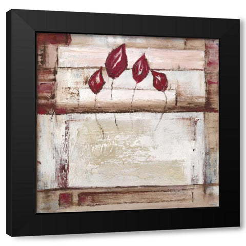Floral set II Black Modern Wood Framed Art Print with Double Matting by Peters, Kristel