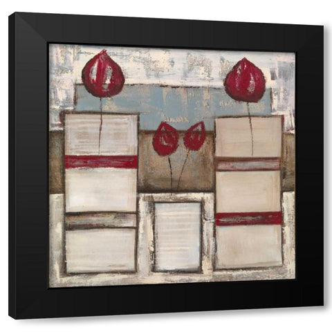 Floral set III Black Modern Wood Framed Art Print with Double Matting by Peters, Kristel