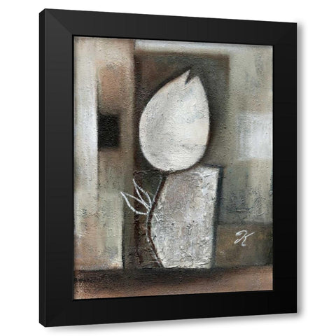 Tulipo brown I Black Modern Wood Framed Art Print by Peters, Kristel