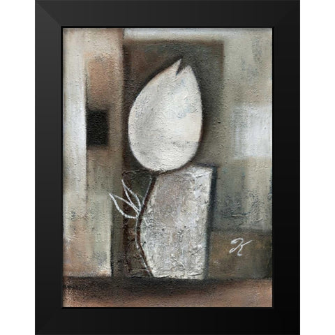 Tulipo brown I Black Modern Wood Framed Art Print by Peters, Kristel