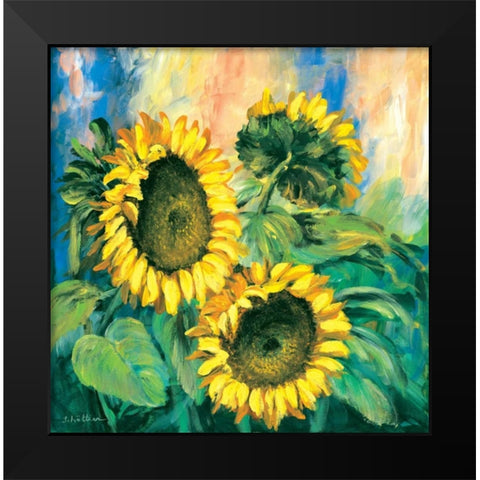 Sunflowers Black Modern Wood Framed Art Print by Schottler, Katharina