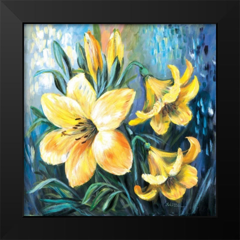 Yellow lilies in Spring Black Modern Wood Framed Art Print by Schottler, Katharina