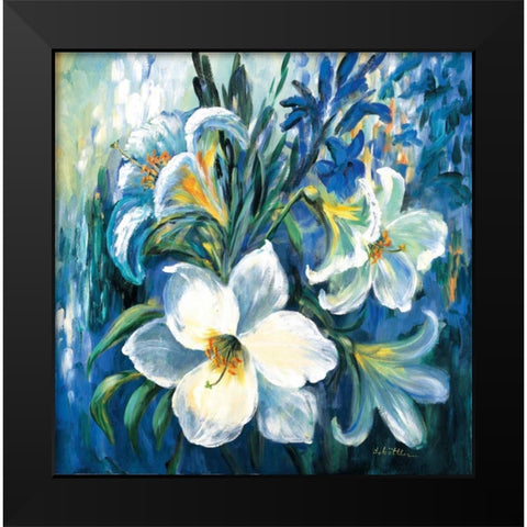 White lilies in Spring Black Modern Wood Framed Art Print by Schottler, Katharina