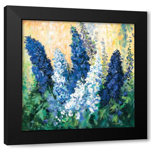 Larkspur in blues Black Modern Wood Framed Art Print with Double Matting by Schottler, Katharina