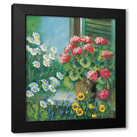Flowers at your window Black Modern Wood Framed Art Print with Double Matting by Schottler, Katharina