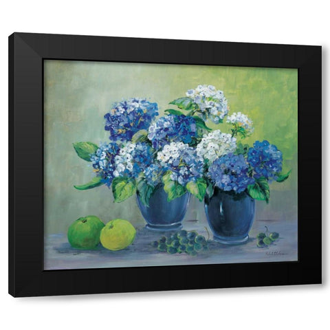 Blooms in blue Black Modern Wood Framed Art Print with Double Matting by Schottler, Katharina