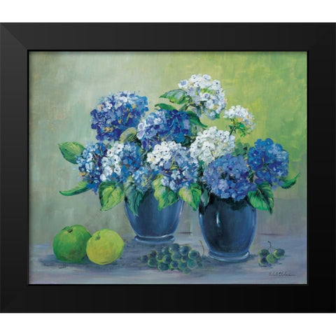 Blooms in blue Black Modern Wood Framed Art Print by Schottler, Katharina