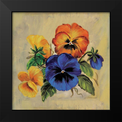 Colourful pansies Black Modern Wood Framed Art Print by Schottler, Katharina