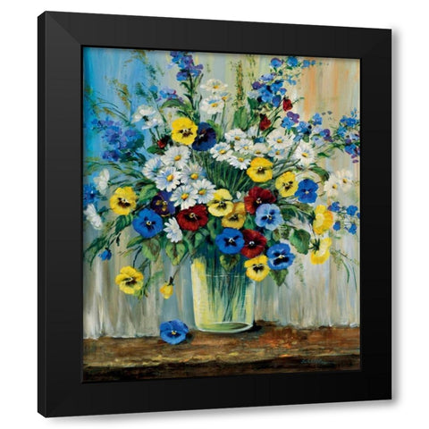 A vase with pansies Black Modern Wood Framed Art Print with Double Matting by Schottler, Katharina