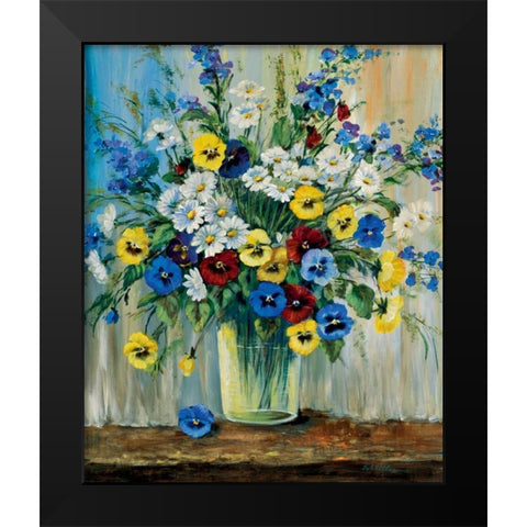A vase with pansies Black Modern Wood Framed Art Print by Schottler, Katharina