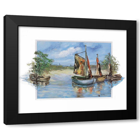Sailing boats Black Modern Wood Framed Art Print with Double Matting by Schottler, Katharina