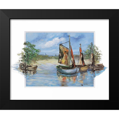 Sailing boats Black Modern Wood Framed Art Print by Schottler, Katharina