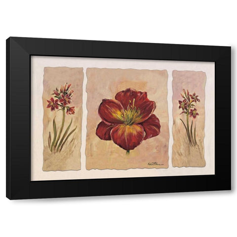 Red composition in three Black Modern Wood Framed Art Print by Schottler, Katharina