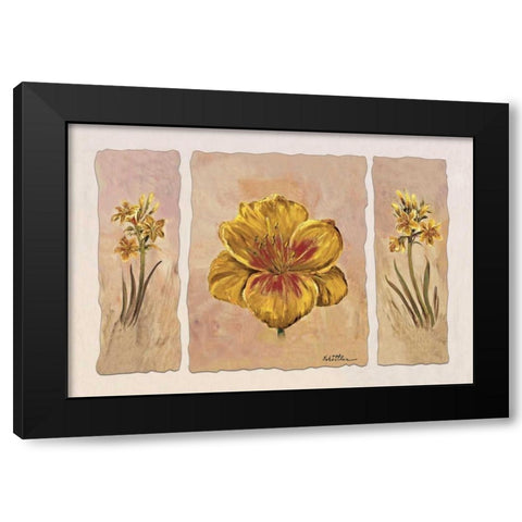 Yellow composition in three Black Modern Wood Framed Art Print by Schottler, Katharina