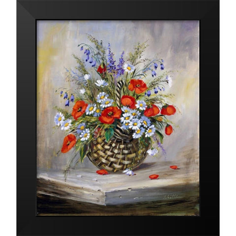 Blooming basket Black Modern Wood Framed Art Print by Schottler, Katharina