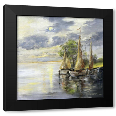 Dancing boats Black Modern Wood Framed Art Print by Schottler, Katharina