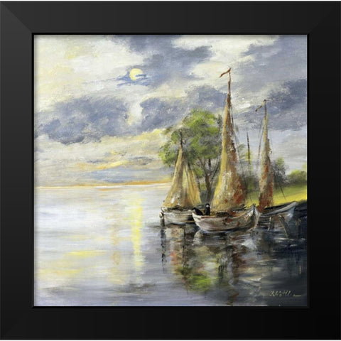 Dancing boats Black Modern Wood Framed Art Print by Schottler, Katharina