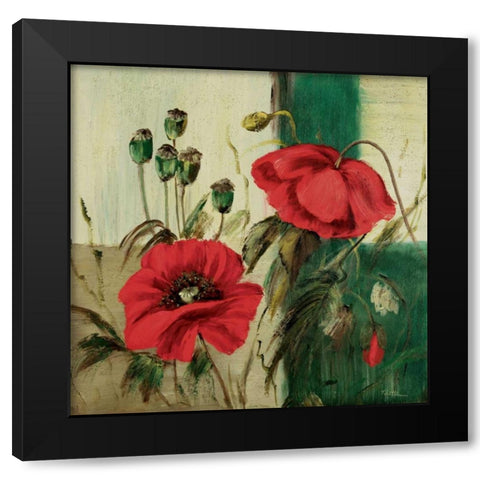 Red poppies composition II Black Modern Wood Framed Art Print with Double Matting by Schottler, Katharina