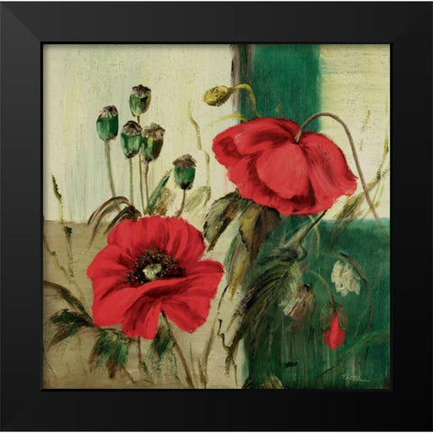 Red poppies composition II Black Modern Wood Framed Art Print by Schottler, Katharina