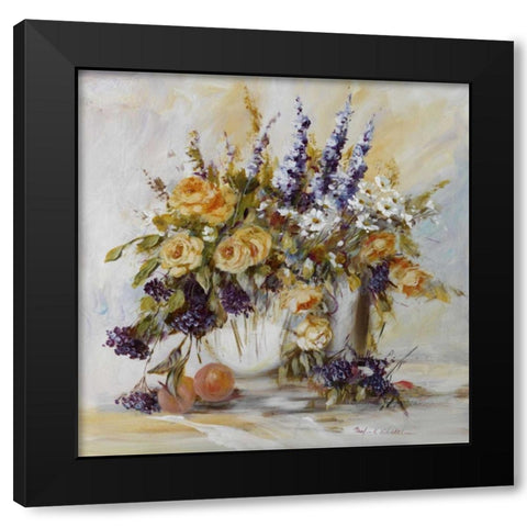 Classico Flowers Black Modern Wood Framed Art Print by Schottler, Katharina
