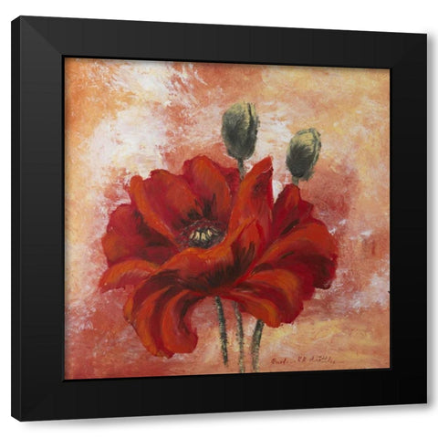 Poppy I  Black Modern Wood Framed Art Print with Double Matting by Schottler, Katharina