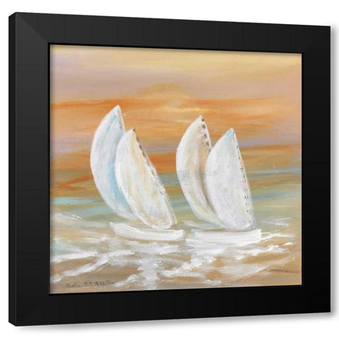 Sailing II Black Modern Wood Framed Art Print with Double Matting by Schottler, Katharina