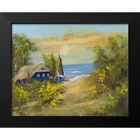 Bleu house I Black Modern Wood Framed Art Print by Schottler, Katharina