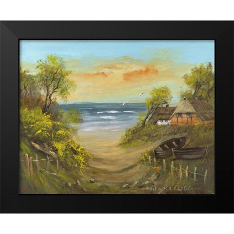 Path to the beach Black Modern Wood Framed Art Print by Schottler, Katharina