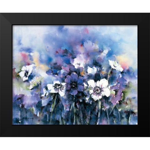 Primroses Black Modern Wood Framed Art Print by Kalsbeek-Vlasma, Klaske