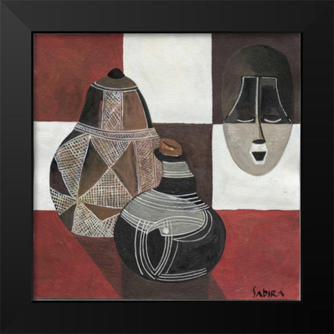 Africa sybol Black Modern Wood Framed Art Print by Manek, Sabira