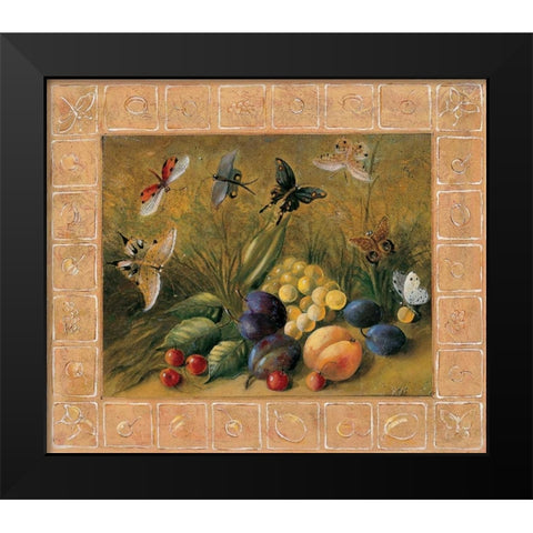 Fruits and papillons Black Modern Wood Framed Art Print by du Ciel, Milieu
