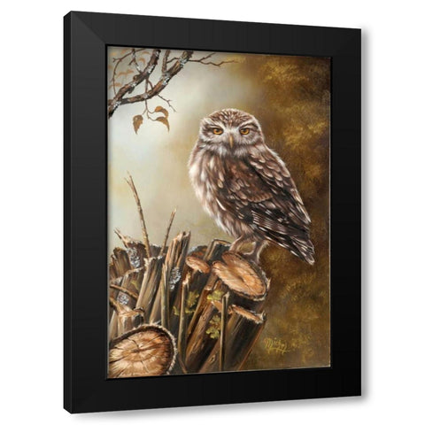 Sleeping bird Black Modern Wood Framed Art Print with Double Matting by Schutte, Michel