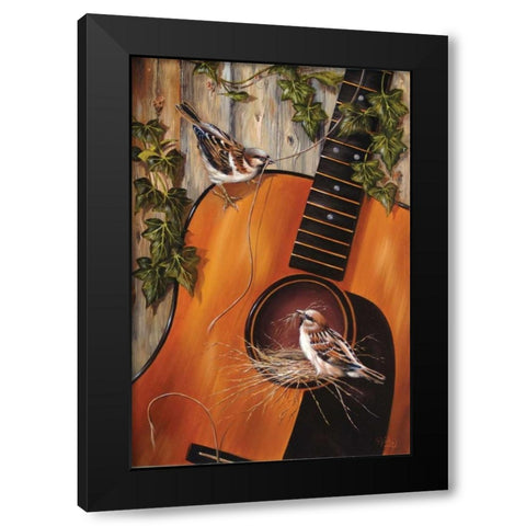 Music House Black Modern Wood Framed Art Print with Double Matting by Schutte, Michel