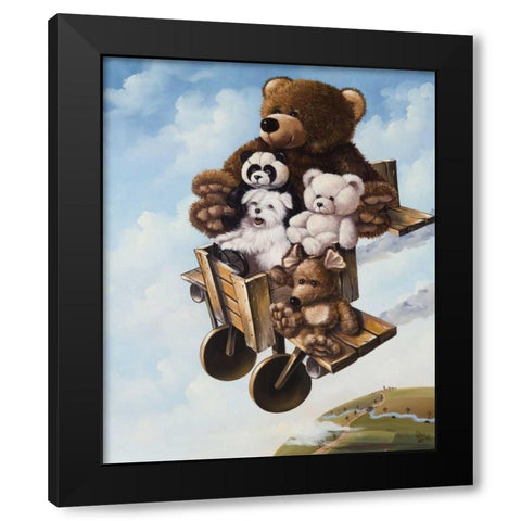 Teddy Bear trip I Black Modern Wood Framed Art Print with Double Matting by Schutte, Michel