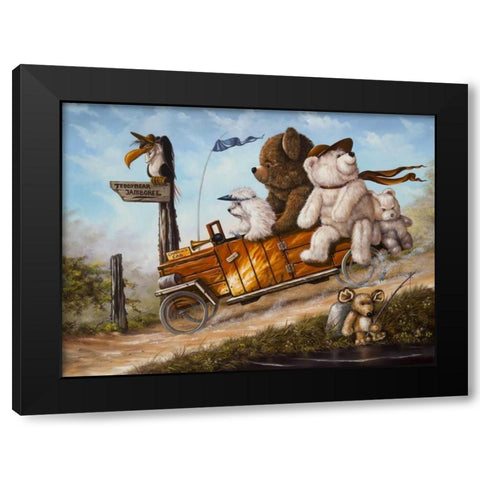 Teddy Bear trip II Black Modern Wood Framed Art Print with Double Matting by Schutte, Michel