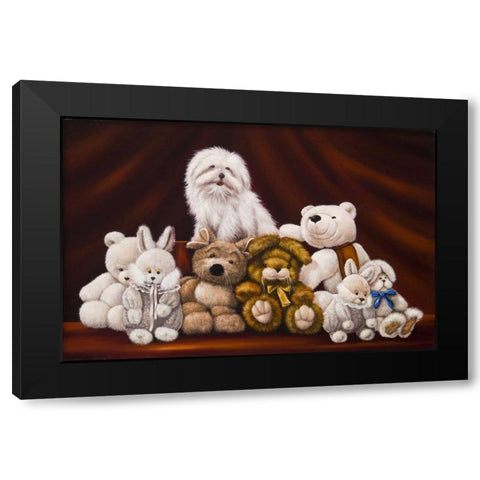 All Friends Black Modern Wood Framed Art Print with Double Matting by Schutte, Michel