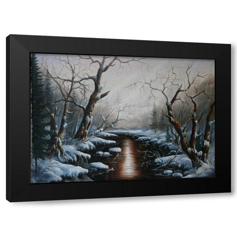 Ozidani Vesnie Black Modern Wood Framed Art Print with Double Matting by Vlagyislav, Najgyonov