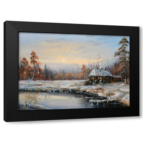 Zimuski Black Modern Wood Framed Art Print by Vlagyislav, Najgyonov