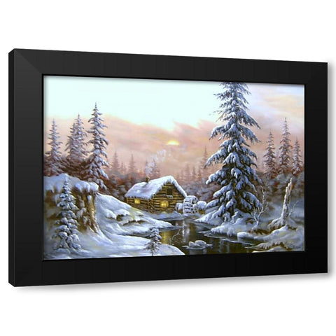 Nochy Rozdestva Black Modern Wood Framed Art Print by Vlagyislav, Najgyonov