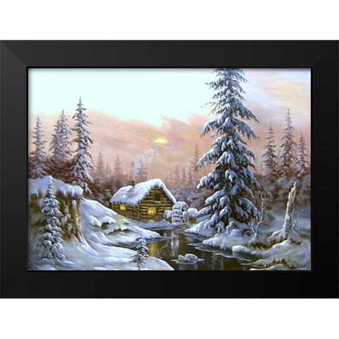Nochy Rozdestva Black Modern Wood Framed Art Print by Vlagyislav, Najgyonov